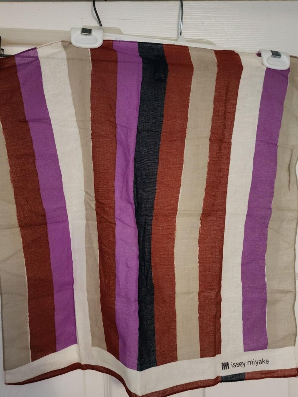 Issey Miyake Linen Cotton Striped Design Handkerchief Scarf